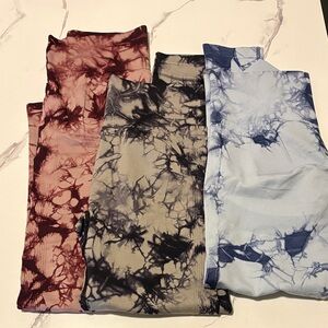 SHEIN Tie-Dye Leggings Set - Red, Black, Blue